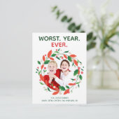 史上最悪の家族おもしろい写真クリスマス ポストカード (スタンド正面)