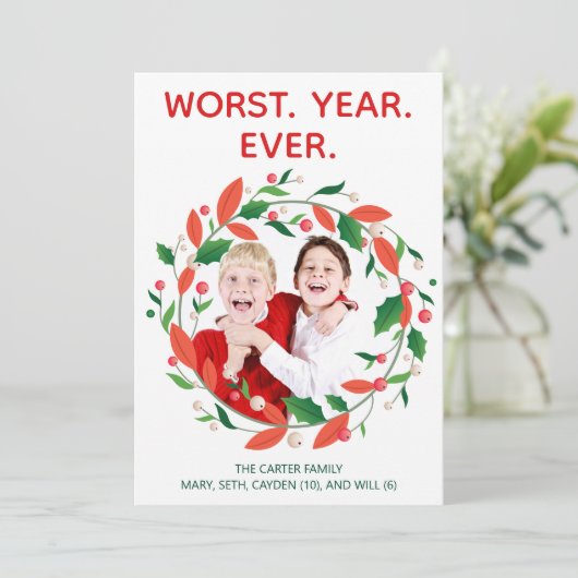 史上最悪の暗いおもしろいユーモアのクリスマス シーズンカード (スタンド正面)