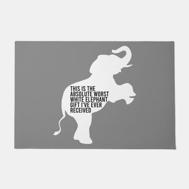 史上最悪の白象の贈り物おもしろい ドアマット (正面)