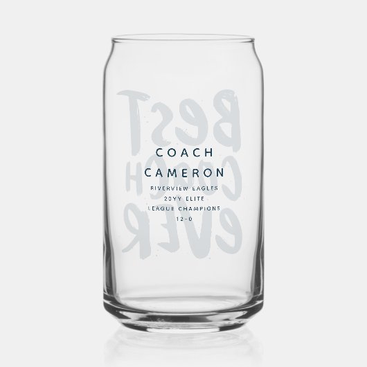 史上最高のコーチおもしろいネイビーパーソナライズされたスポーツギフト ガラス缶 (裏面)