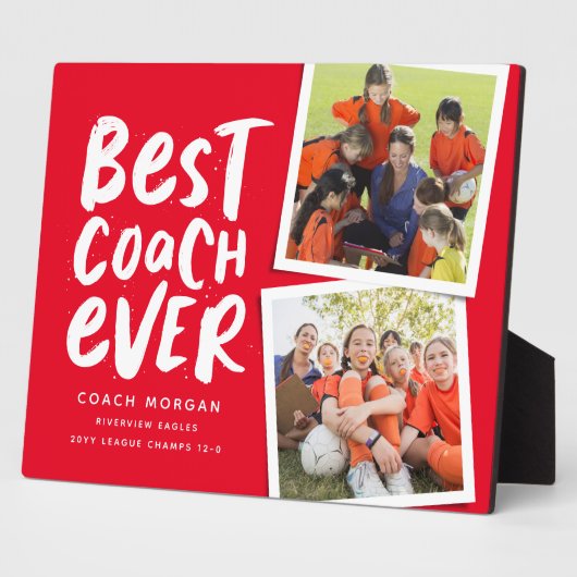 史上最高のコーチ赤2つの写真チーム感謝していあなた フォトプラーク (側面)