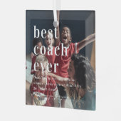 史上最高のコーチ |引用文と写真ギフト ガラスオーナメント (正面左)