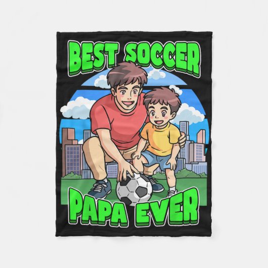 史上最高のサッカーPapa 父の日 お父さん C フリースブランケット (正面)