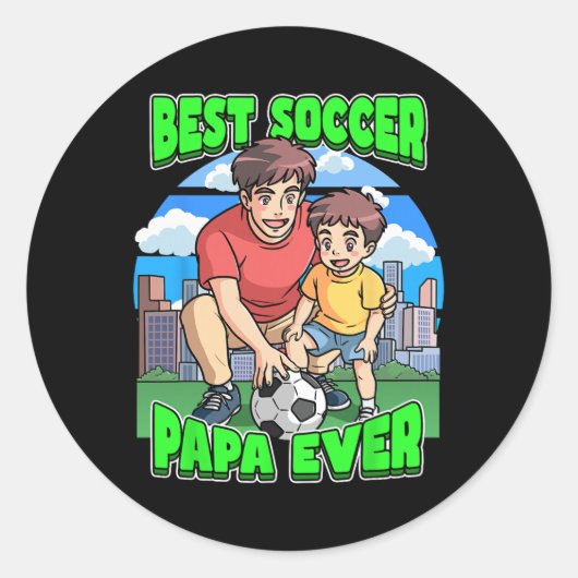 史上最高のサッカーPapa 父の日 お父さん C ラウンドシール (正面)