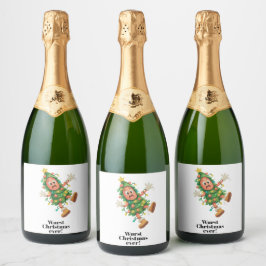 史上最高のソーセージクリスマス!面白いサラミ スパークリングワインラベル