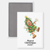 史上最高のソーセージクリスマス!面白いサラミ マグネット (正面/裏面)