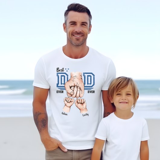 史上最高のダダ フィストバンプTシャツ - 2人の子供の名前 Tシャツ