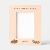 史上最高のパイロット 航空機とハート シンプルカスタム レーザー彫刻フレーム (正面)