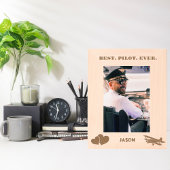 史上最高のパイロット 航空機とハート シンプルカスタム レーザー彫刻フレーム