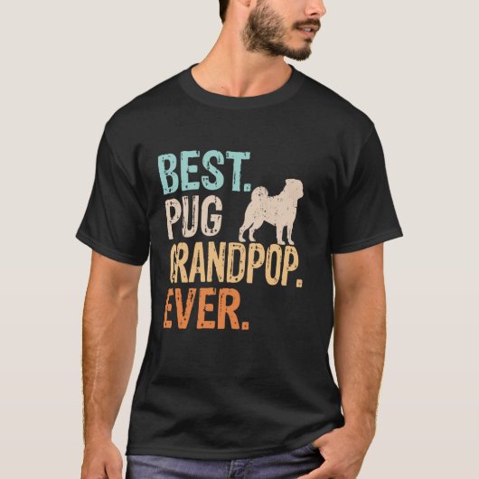 史上最高のパグおじいちゃん 犬好きおじいちゃん 楽しい レトロ Tシャツ (正面)