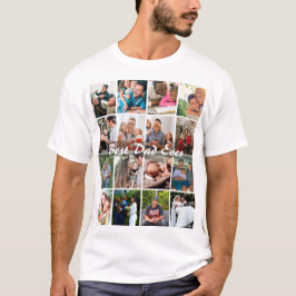 史上最高のパパ 16枚フォトコラージュ パーソナライズド父 Tシャツ