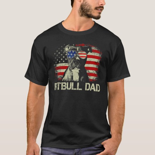 史上最高のピットブルパパ アメリカ国旗 7月4日 Tシャツ (正面)