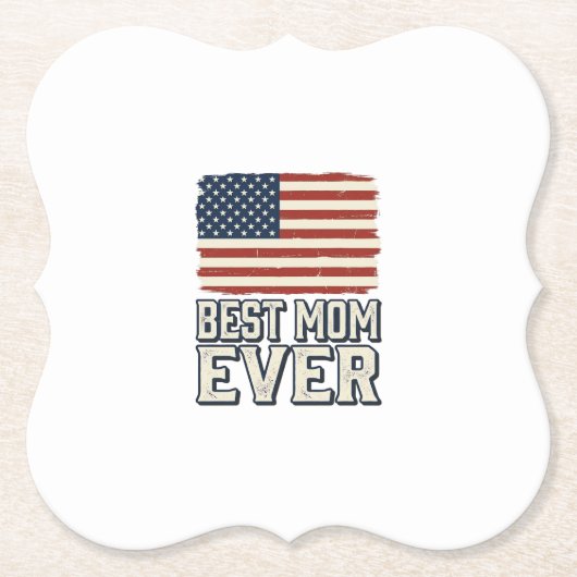 史上最高のママ アメリカ国旗ビンテージTシャツデザイン_1 ペーパーコースター (正面)