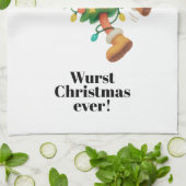 史上最高のワーストクリスマス！面白いサラミ キッチンタオル (折り畳み)