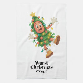 史上最高のワーストクリスマス!面白いサラミ キッチンタオル