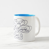 史上最高の右スワイプ 面白い彼氏 愛の名言 ツートーンマグカップ (正面右)