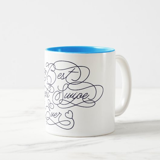 史上最高の右スワイプ 面白い彼氏 愛の名言 ツートーンマグカップ (正面右)