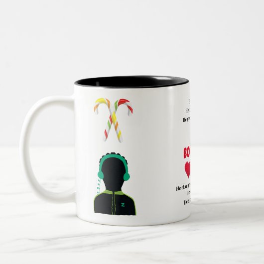 史上最高の彼氏　ヘッドセットをつけたかっこいい青年 ツートーンマグカップ (左)