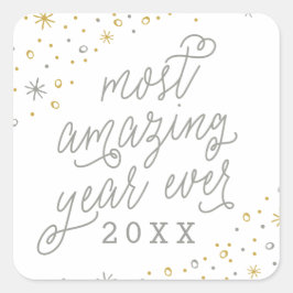 史上最高の新年のステッカー スクエアシール