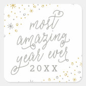 史上最高の新年のステッカー スクエアシール (正面)