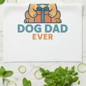 史上最高の犬パパ � 楽しい父の日の犬Tシャツ キッチンタオル (折り畳み)