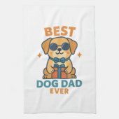 史上最高の犬パパ � 楽しい父の日の犬Tシャツ キッチンタオル (縦)