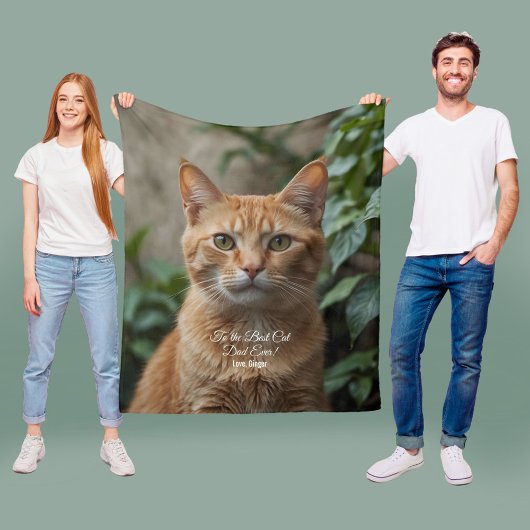 史上最高の猫パパへ カスタムフォト フリースブランケット