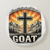 史上最高(GOAT) - キリスト教の十字架信仰 ラウンドクッション (裏面)