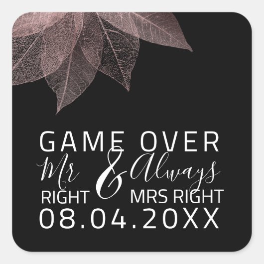 右おもしろいさん結婚はいつも右のゲーム スクエアシール (正面)