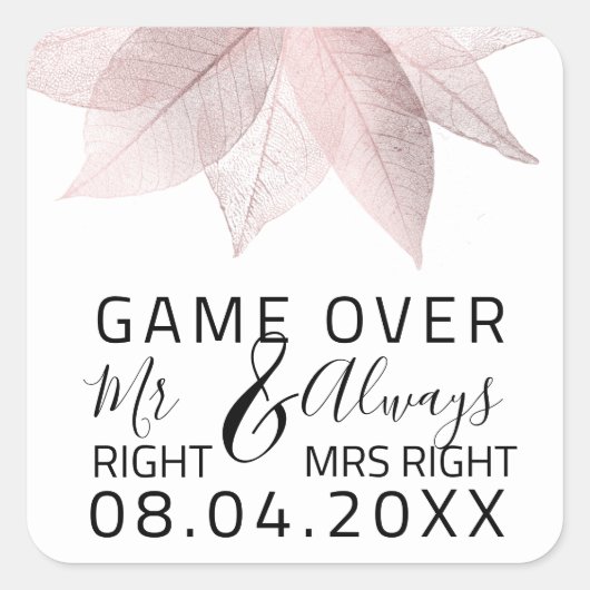 右おもしろいさん結婚はいつも右のゲーム スクエアシール (正面)