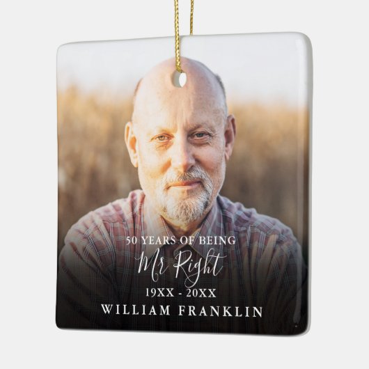 右おもしろい夫妻の写真記念日 セラミックオーナメント (左)