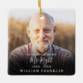 右おもしろい夫妻の写真記念日 セラミックオーナメント (正面)