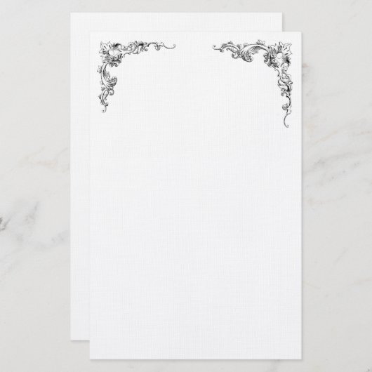 右および左の角の華麗さのデザイン 便箋 (正面/裏面)