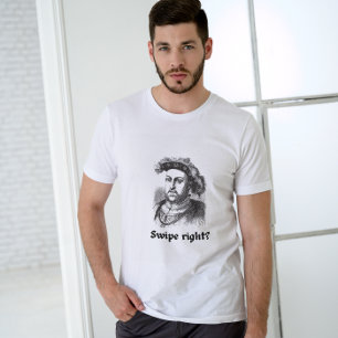 右にスワイプ?パおもしろいンユニセックス・ヘンリー8世 Tシャツ