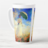 右にパラソルを置いたモネの女性 カフェラテマグ (左アングル)