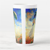 右にパラソルを置いたモネの女性 カフェラテマグ (正面)