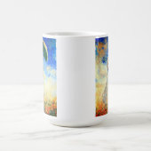 右にパラソルを置いたモネの女性 コーヒーマグカップ (中央)