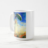 右にパラソルを置いたモネの女性 コーヒーマグカップ (正面左)