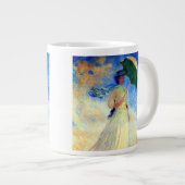 右にパラソルを置いたモネの女性 ジャンボコーヒーマグカップ (正面右)
