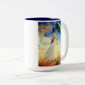 右にパラソルを置いたモネの女性 ツートーンマグカップ (正面右)