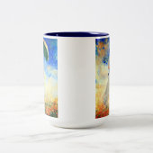 右にパラソルを置いたモネの女性 ツートーンマグカップ (中央)