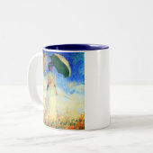 右にパラソルを置いたモネの女性 ツートーンマグカップ (正面左)