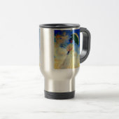 右にパラソルを置いたモネの女性 トラベルマグ (正面右)