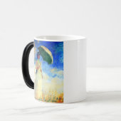 右にパラソルを置いたモネの女性 モーフィングマグカップ (正面左)