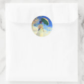 右にパラソルを置いたモネの女性 ラウンドシール (バッグ)