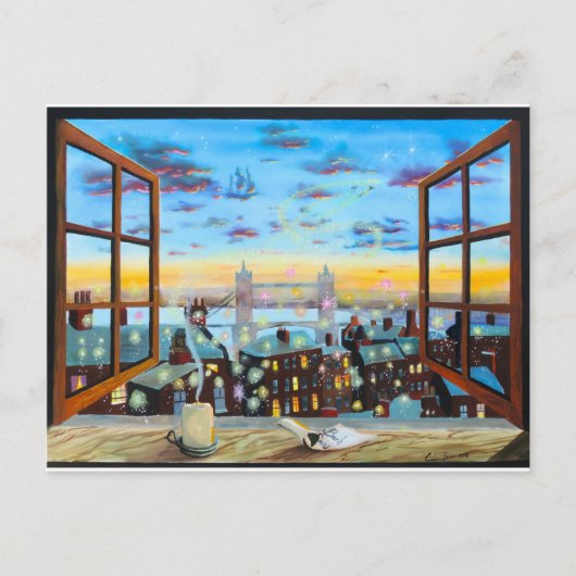 「右に二つ星」ピーターパンインスパイアアート ポストカード (正面)