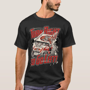 右に曲がれ離れ! – 赤 – 翼付きスプリントカー Tシャツ