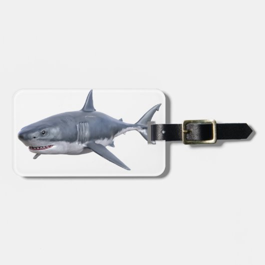 右に泳いでいるホホジロザメ ラゲッジタグ (正面横)