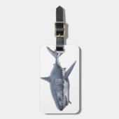 右に泳いでいるホホジロザメ ラゲッジタグ (正面縦)