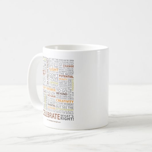 右のマグはであるもの祝って下さい コーヒーマグカップ (正面左)